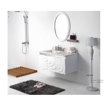 Weißer neuer Mode-Entwurfs-Splitter-moderne Edelstahl-zwei Fächer auf Wand-Badezimmer-Spiegelkabinett (YB-879)